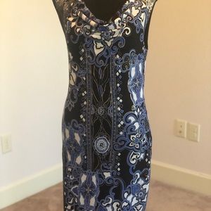 Cache dress Sz medium  y2k vtg bodycon drape neck studs date night resort sexy